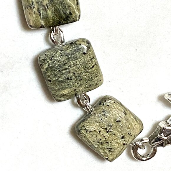 2/$20 Dark Green Serpentine Leaf Branch Necklace,Genuine Gemstone StainlessChain - Picture 6 of 13